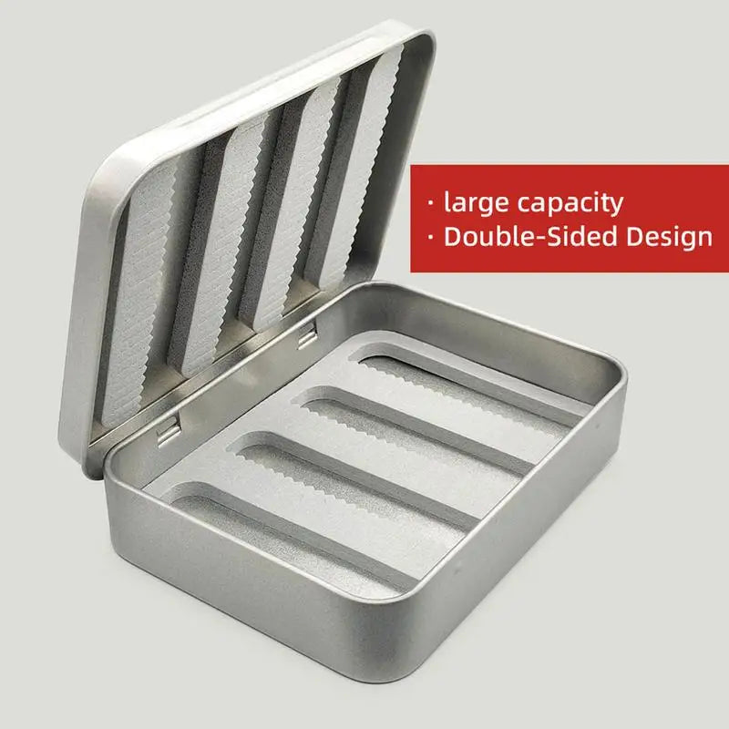 Fly Fishing Box Large Metal Fishing Hook Box Trout Fly Print Flyfishing Storage And Organization Box Fishing Accessories For