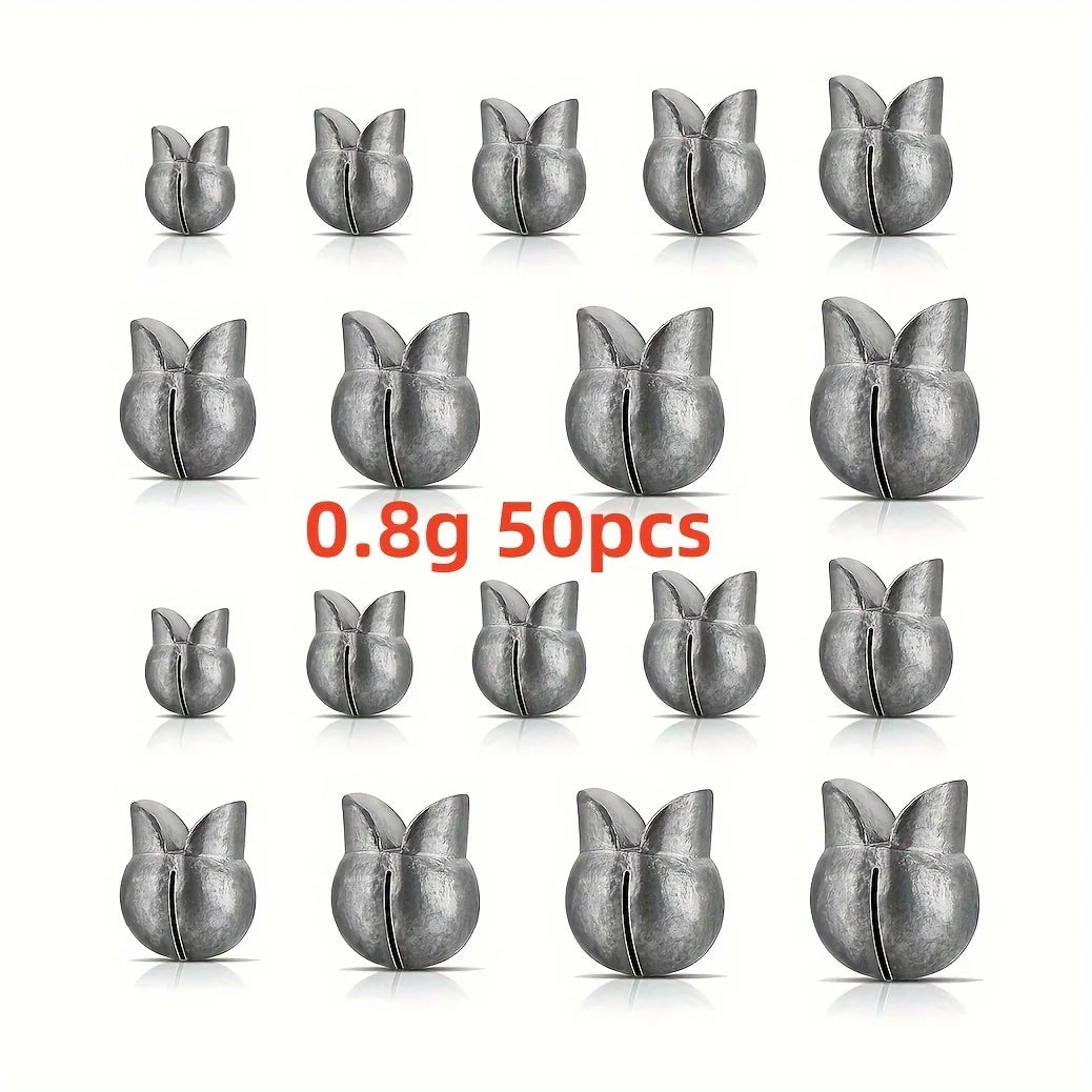 50pcs Removable Split Shot Sinker - Clip On Weights for Easy Fishing - Outdoor Accessories- Available In 5 Sizes