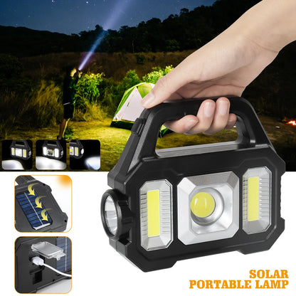 2000LM Solar-Powered LED Flashlight - Rechargeable Camping/Work Light with 6 Modes, IPX7 Waterproof for Outdoor Emergency Hiking