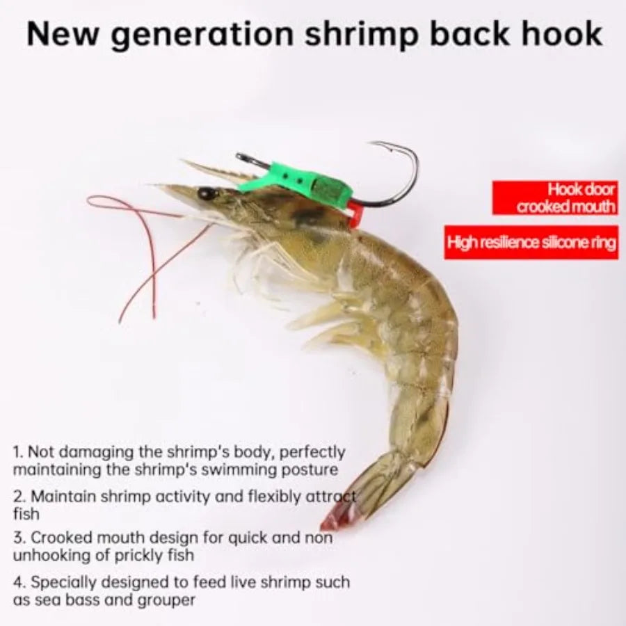 10 Pcs Luminous Live Shrimp Hooks with Night Light High Carbon Steel Barbed Saltwater Corrosion-Resistant for Freshwater Saltwa