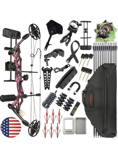 KAIMEI HAN 30-70lbs Compound Bow Carbon Arrows Set 320FPS With Release Sight for Archery Target Shooting Hunting Compound Bow