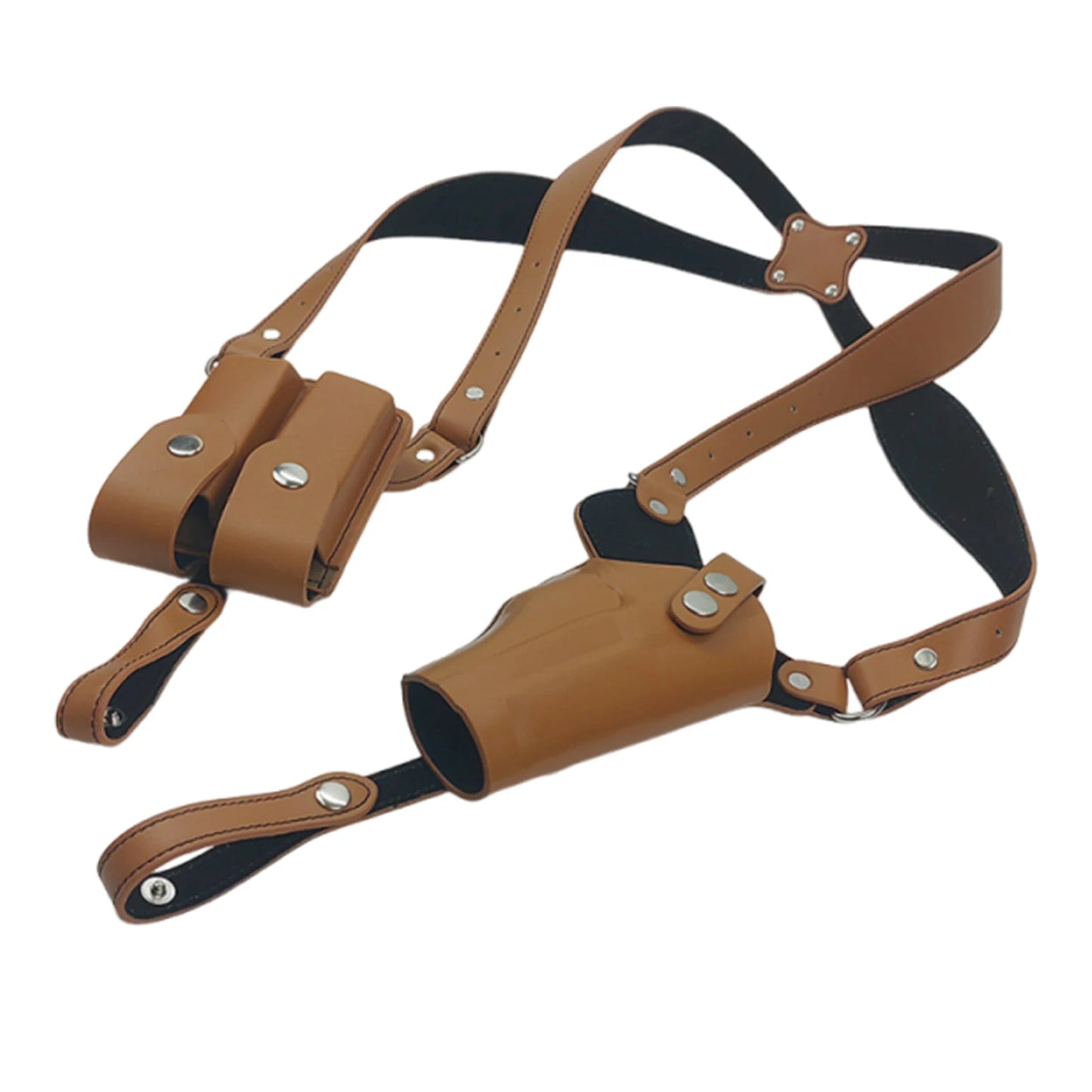 Leather Forearm Hidden Shoulder Holster with Double Mag Fit Adjustable Concealed Carry Gun Holster Fit Most Kinds of Pistols