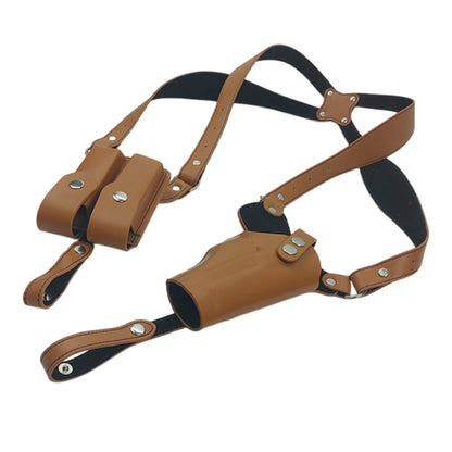 Leather Forearm Hidden Shoulder Holster with Double Mag Fit Adjustable Concealed Carry Gun Holster Fit Most Kinds of Pistols