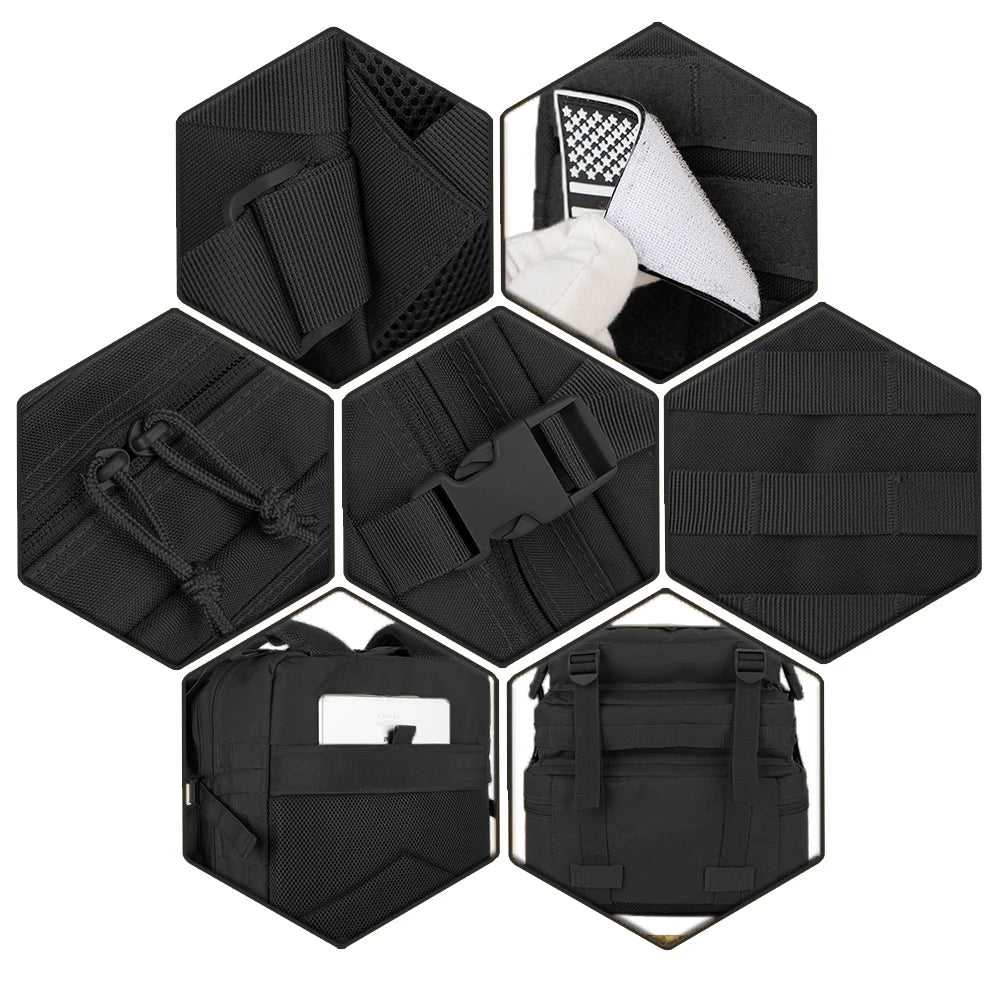 45L Tactical Fishing Backpack MOLLE System Large 3 Day Outdoor Hiking Hunting Rucksack Durable Travel Gear Bag For Men