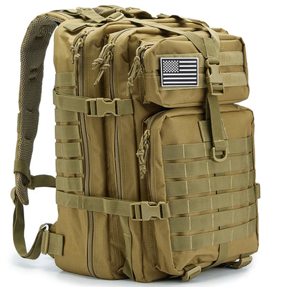 45L Tactical Fishing Backpack MOLLE System Large 3 Day Outdoor Hiking Hunting Rucksack Durable Travel Gear Bag For Men