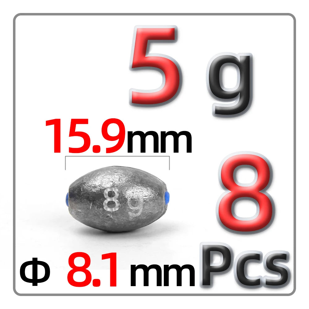 5g-60g Olive-Shaped Lead Pendant Fishing Lead Pendant Plastic Core Hollow Lead Pendant Fishing Accessories