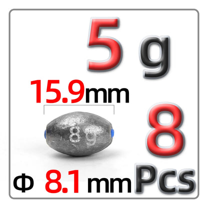 5g-60g Olive-Shaped Lead Pendant Fishing Lead Pendant Plastic Core Hollow Lead Pendant Fishing Accessories