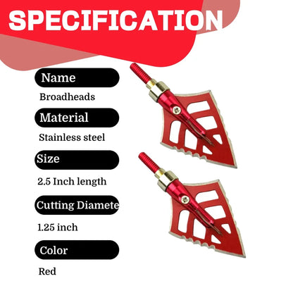 12X Archery Arrowheads 125grain Blade Broadheads Screws Arrow Tips for Outdoor Hunting Target Shooting Practice Accessories