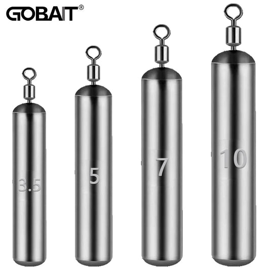 GOBAIT Fishing Sinker 3.5g 5g 7g 10g Weight 10PCS Slender Quick Rod Plumb Pendant Gear Swivel Metal Jig Pesca Tackle Cast Tool