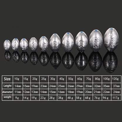 5pcs 2g-30g Fishing Weight Sinker Fishing Olive Shape Rig Sinkers Fishing Weights Split Shot Sink Fishing Tackle Tool Accessory