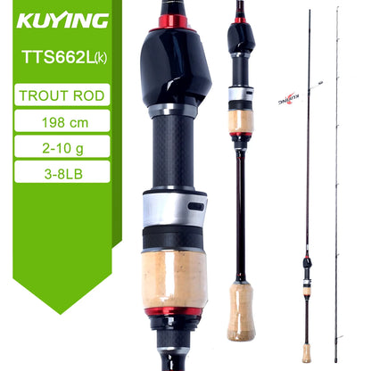 KUYING TETON L Light 1.98m 6'6" Carbon Fishing Rod Spinning Casting FUJI Reel Seat Ring 2-10g 3-8lb Medium Fast Trout