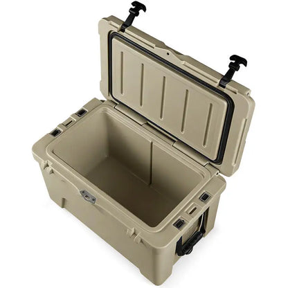 45 Quart Portable Hard Cooler Insulated Ice Chest Keeps Cool for up to 6 Days-Khaki