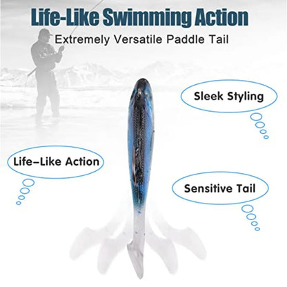 Pre-Rigged Jig Head Soft Fishing Lures, Paddle Tail Swimbaits for Bass Fishing Shad Freshwater Saltwater Fishing Trout Pike Wal