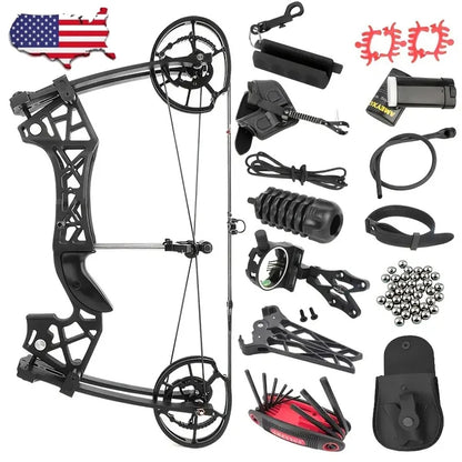 Left/Right Handed Dual-use Compound Bow Set 40-65Ibs Aluminum Alloy Riser for Adults Archery Outdoor Hunting Shooting Target