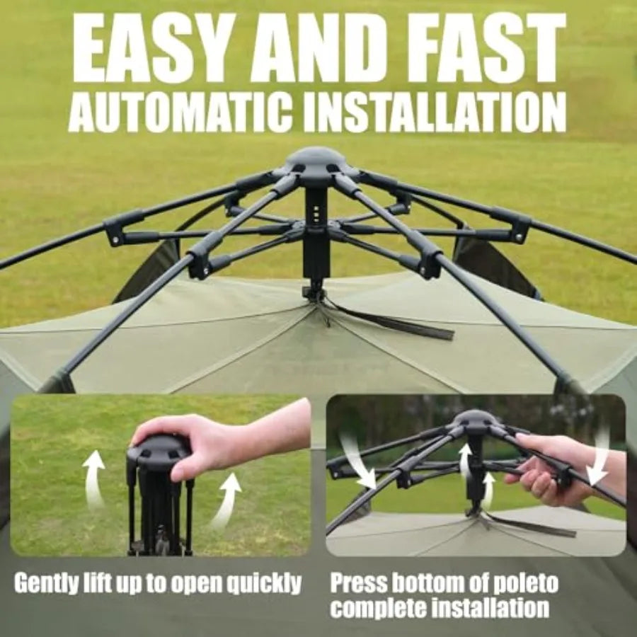 2/3/4 Person Camping Tent - Instant Pop Up Waterproof 2 Doors Tent with Easy Setup 3-Season Hexagonal Dome Design for Family Hi