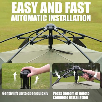 2/3/4 Person Camping Tent - Instant Pop Up Waterproof 2 Doors Tent with Easy Setup 3-Season Hexagonal Dome Design for Family Hi