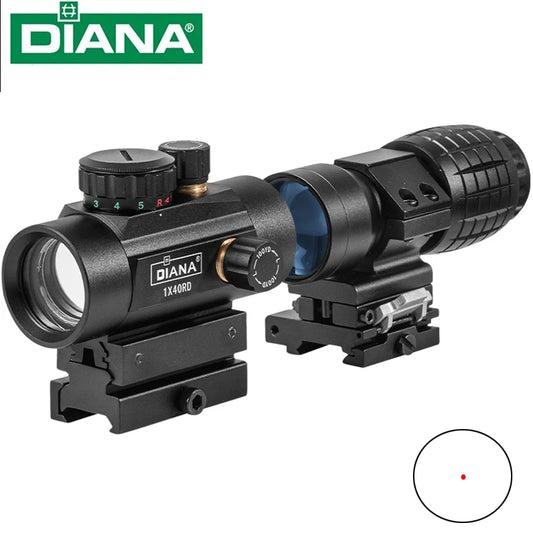 DIANA 1x40 Riflescope Tactical Red Dot Scope Sight Hunting Holographic Green Dot Sight  3x Magnifier combination