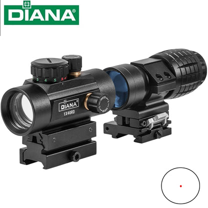 DIANA 1x40 Riflescope Tactical Red Dot Scope Sight Hunting Holographic Green Dot Sight  3x Magnifier combination