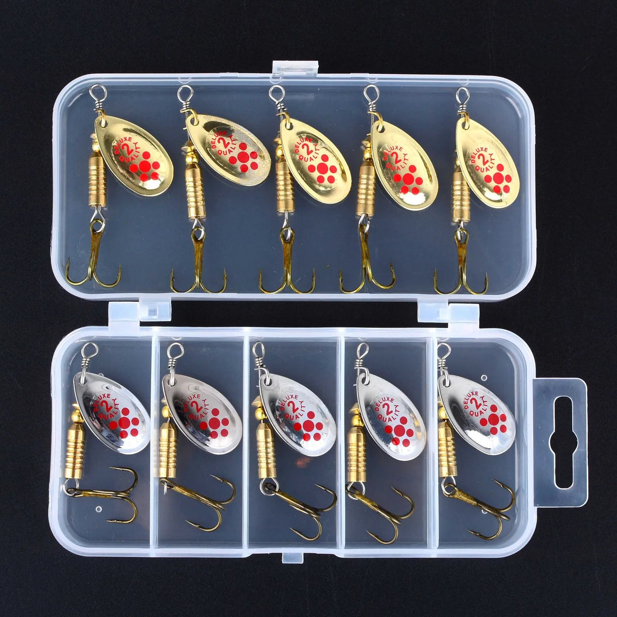 10pcs Spinnerbait Fishing Lure Set Metal Spoon Spinner Fishing Bait Crankbaits