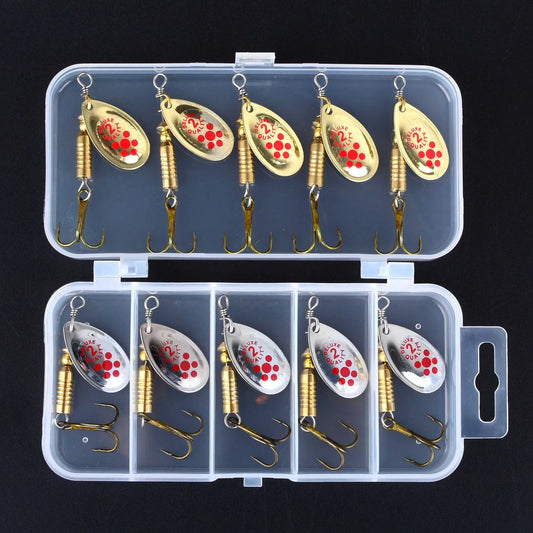 10pcs Spinnerbait Fishing Lure Set Metal Spoon Spinner Fishing Bait Crankbaits