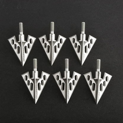 100Grain Hunting Broadhead Archery Blade Arrowheads Bow Shooting Aluminum Point Screw In Point Silver Aluminum alloy