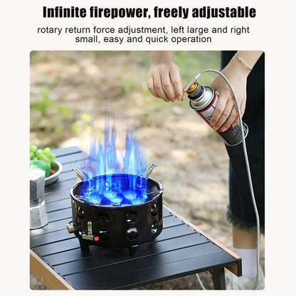 19800W Camping Gas Burner 7-Core Strong Fire Power Portable Cassette Stove Electronic ignition Outdoor Hiking Picnic Supplies