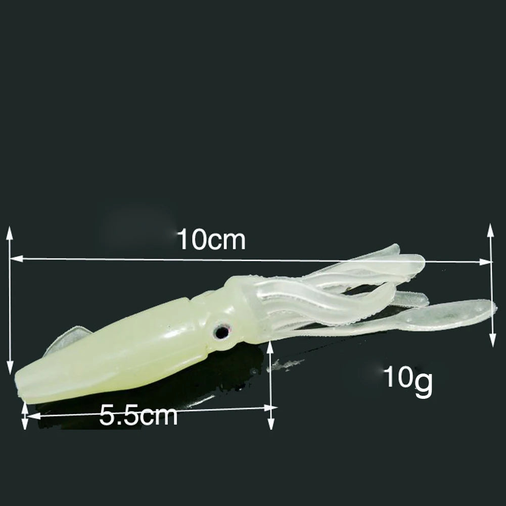 5Pcs 4.3 inch Glow Luminous Soft Squid Skirts Fishing Lure Baits