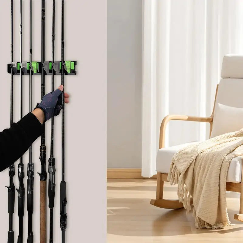 Wall Mounted Fishing Rod Rack Wall Fishing Pole Management Holders Angling Equipment Organization Accessories For Husband Dad
