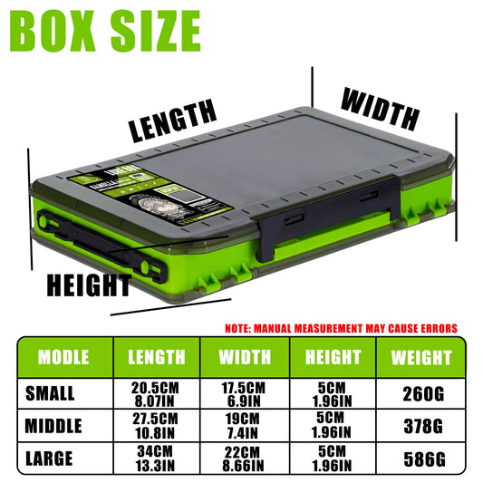 Double Sided Lure Baits Box Fishing Large Compartments Plastic Accessories Storage Tackle Container Case Adjustable Organizer