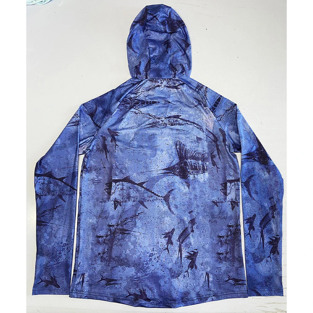 Fishing Hoodie Shirt Sailing Breathable Mask Neck Men Sun Protection Hunting Jersey Camisa De Pesca Fish Gear Beach Tops Wear