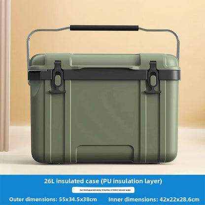 Portable PU Thermal Insulation Box Refrigerator 24L with Pull Rod for Outdoor Camping Fishing Stall Selling Wheel Mobile Ice Box