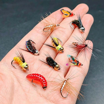 2Box Bundle(Total 54Pcs Flies) Fly Fishing Flies Nymph Lure&Artificial Bait Set Fishing for Trout/Bass/Perch/Salmon