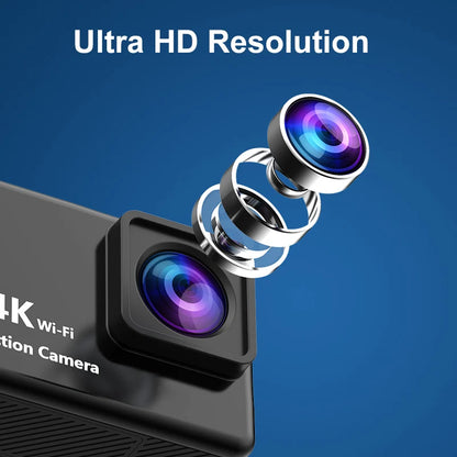 Action Camera Helmet Video Recording Cycling Skiing Ultra HD WiFi 4K/30fps 2.0-inch Sport Cameras 30m Underwater Waterproof New
