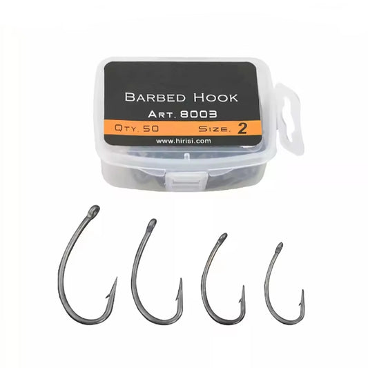 50pcs Boxed Coated High Carbon Stainless Steel With Barbed Tube Fukumarushi Multi Specification Carp Hook 8003 Fishing Supplies