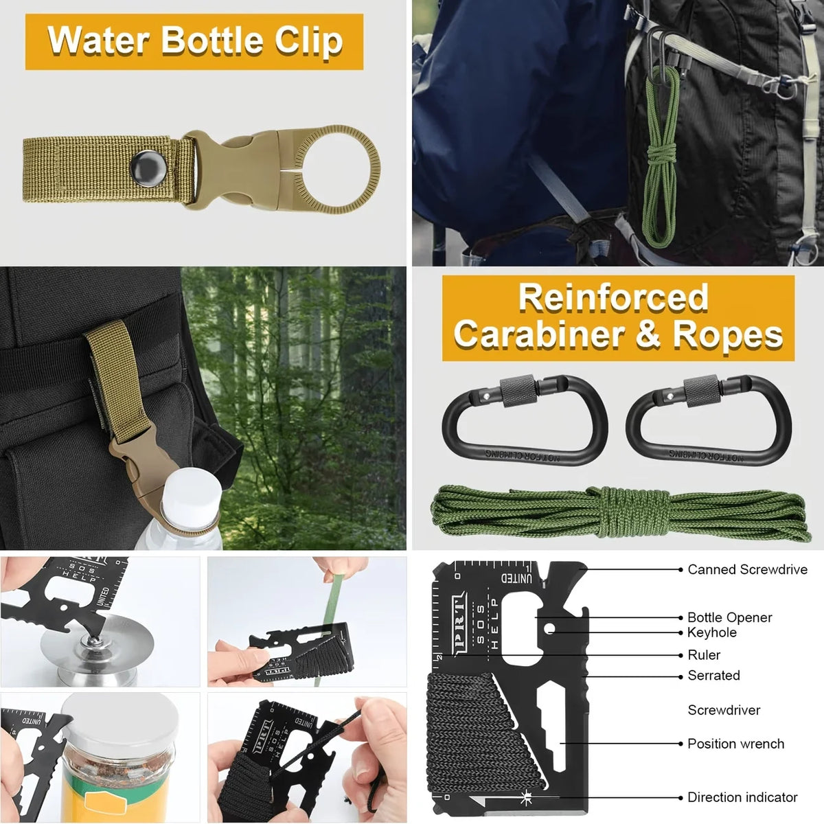 170PCS Survival Kit with Essential Gear for Hiking Camping Backpack Travel Outdoor Adventure - Trauma Kit First Aid Gift for Him Dad Christmas
