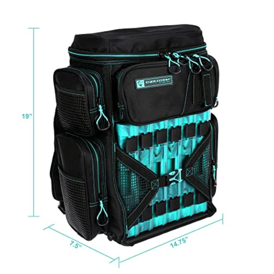 Evolution Fishing Drift Series Tackle Backpack Outdoor Rucksack with 6 Fishing Tackle Trays Heavy Duty Black Waterproof Durable