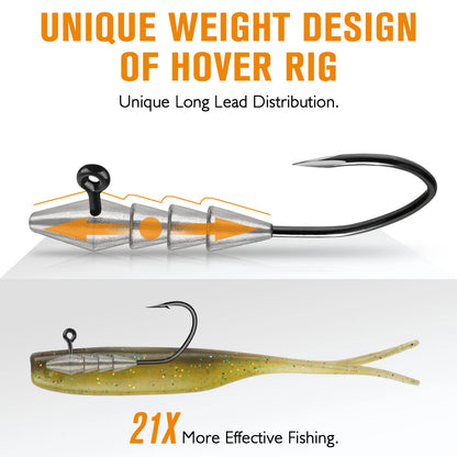 15PCS Hover Rig Jighead Swimbait Jig Heads for Bass Fishing Bass Hooks 1/0 Hover Strolling Rig Kit Fishing Jig Heads1/16OZ 1/8OZ