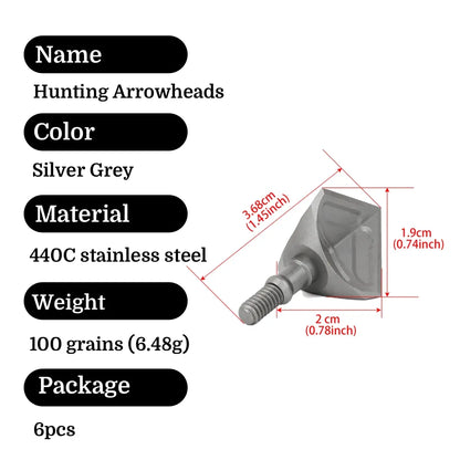 Archery Arrowheads Broadhead Screw in Point Tips 100grain for Bow Arrow Outdoor Hunting Shooting Target Game Field Accessories