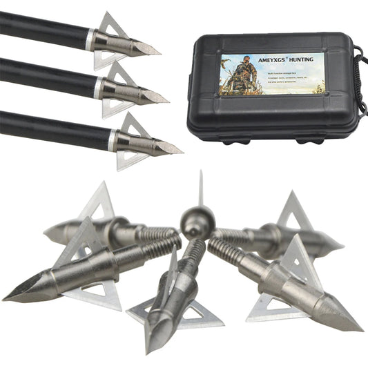 12X 100grain Archery Blade Arrowheads Sharp Broadheads Stainless Steel Arrow Tips for Bow Hunting Target Shooting Accessories
