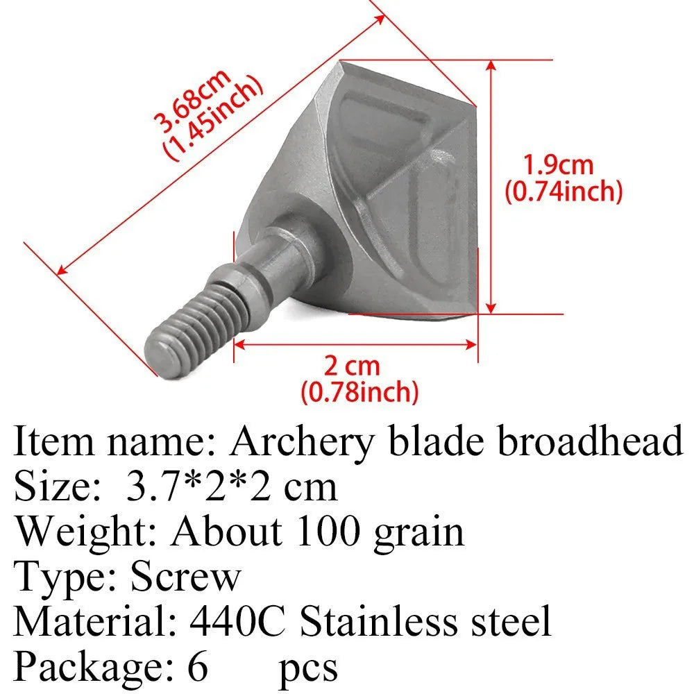 6pcs Archery Broadhead 100gr Screw-in Arrow Tips Target Arrowhead Durable Stainless Steel Outdoor Bow Hunting Shooting Accessory