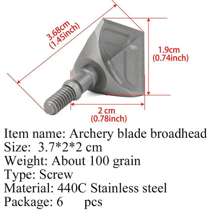 6pcs Archery Broadhead 100gr Screw-in Arrow Tips Target Arrowhead Durable Stainless Steel Outdoor Bow Hunting Shooting Accessory