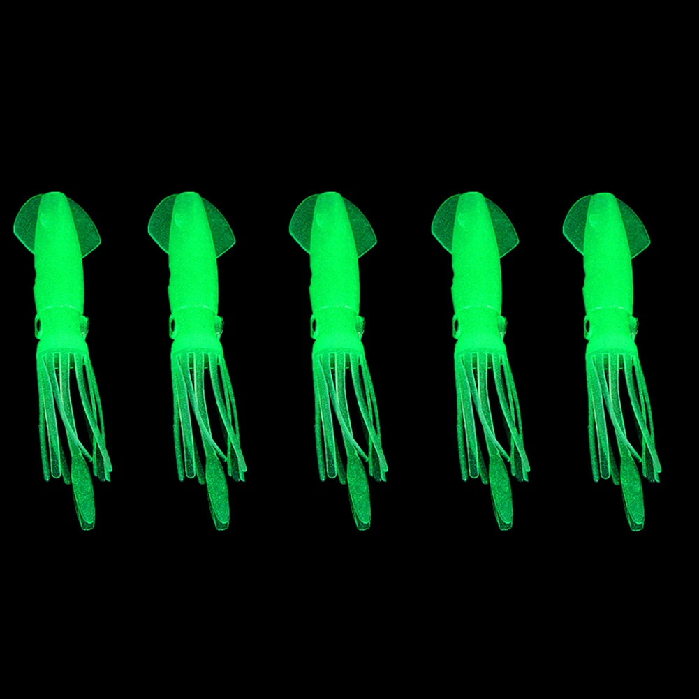 5Pcs 4.3 inch Glow Luminous Soft Squid Skirts Fishing Lure Baits