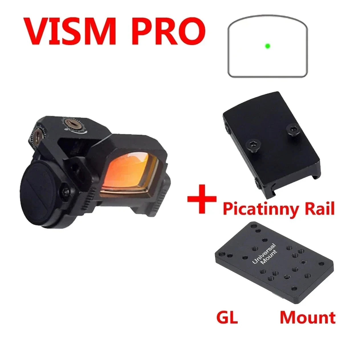 Tactical VISM PRO Flip Up Red Dot Sight Hot 20mm Rail Riflescope Collimator Sight RM Scope With GLK Rear Sight Mount