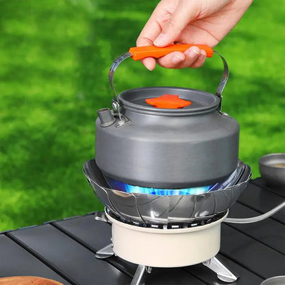 Camp Stove Propane Camping Cook Stove Foldable Adjustable Flower Shield Stainless Cassette Burner Piezoelectric Ignition