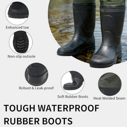Fishing Waders for Men and Women, Waterproof 2-Ply Nylon/PVC Chest Wader with Boots for Outdoor, Sizes 4-13 Bootfoot