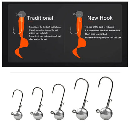 1g 2g 3g 4g -20g all size fishing jig head hook for worm soft lure bait ,round head crank jigging fishing hooks