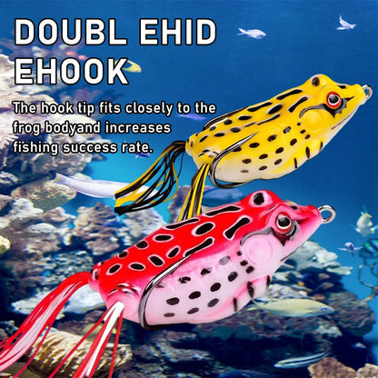 10pcs Frog Shape Lure Soft Tube Bait Plastic Fishing Lure with Fishing Hooks Topwater Ray Frog Artificial 3D Eyes