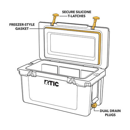 145 QT UltraTough Cooler Hard Insulated Portable Ice Chest Box for Beach, Drink, Beverage, Camping, Picnic, Fishing, Boat, Barb