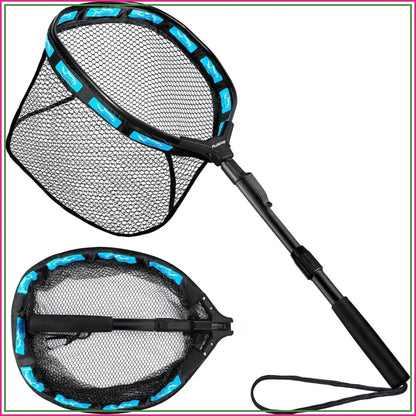 Fishing Net Floating Landing Net with Fixed Foldable Telescopic Pole Handle, Bass Trout Fishing Nets with Nylon Mesh for Pond Lake River, Fishing Gear Gifts for Men Anglers