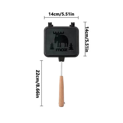 Grilled Cheese Maker Double Sided Detachable Portable Sandwich Cooker Camping Sandwich Maker Toaster With Wooden Handle outdoor